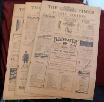 Newspaper-'The Times' weekly WWII edition, 3rd Jan 1940 rusty staples, 'The Times weekly WWII