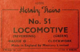 Hornby Trains 'O' Gauge No.51 Locomotive mint box with minimal rusting pre owned