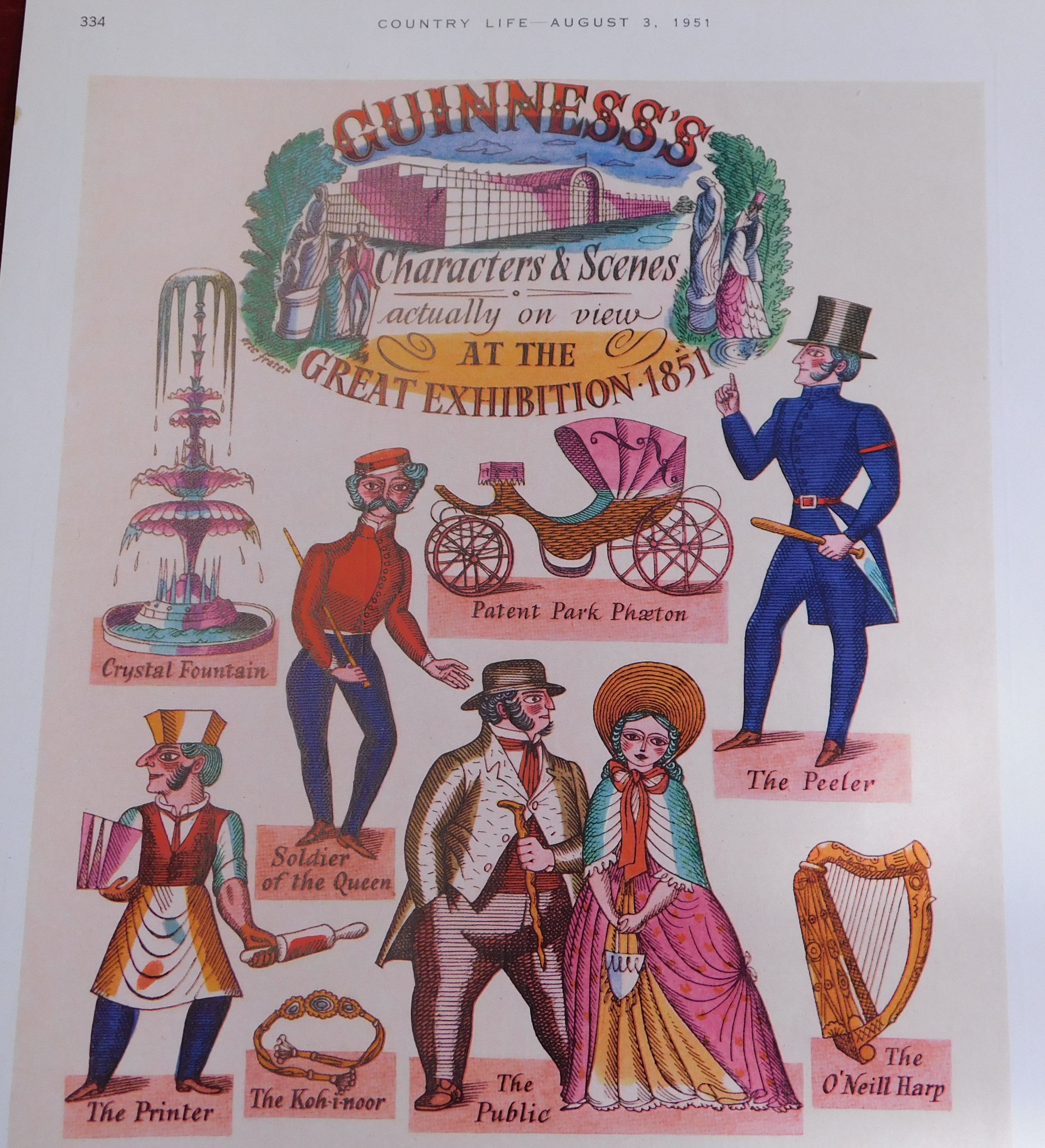 Print Guinness Country Life August 3rd 1951 Characters & Scenes actually on at the Great - Image 3 of 4