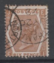 Great Britain 1872-73 SG 122 fine used 6d deep chestnut plate 11. Cat value £125