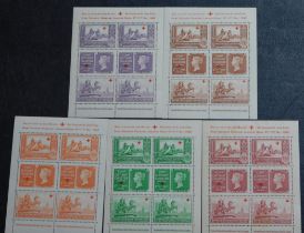 Great Britain 1940 stamp Centenary Exhibition Red Cross Fund Cinderella sheetlet set of 5x6 stamp