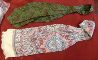 Silk Cravats (1) Paisley Pattern (1) Paisley on green back ground excellent condition