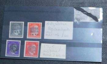 Germany 1945 local issue, Hitler postage obliterated strikes Nitzsche Reichenbach, Michel 1 l/m