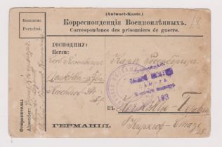 Russia 1917 - P.O.W. Post-Post free card sent to Neukolla from a P.O.W in a camp in Novgorod