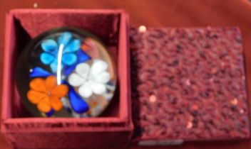 Glass Paper Weight - with flower design large-boxed good condition