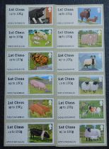 Great Britain 2012 Post and Go British Farm Animals u/m strips of 6, 1st series Special Pack FS27