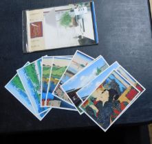 Japan 1995 folder issued for letter writing day containing 10 pre-paid mint postcards with 70y