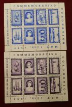 Great Britain 1937 u/m Coronation Souvenir sheetlets of 8 Cinderella's three in total 2x purple,