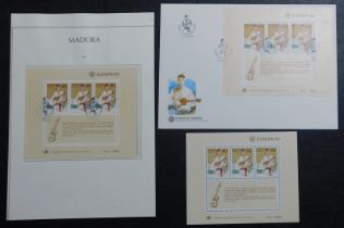 Madeira 1985 Europa SG MS215 u/m and 1st day of issue cancelled miniature sheets FDC cancelled 6.5.