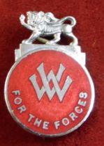Coat Badges ' For the Forces' Women's Voluntary Service J.R.Gaunt London 2718 excellent condition