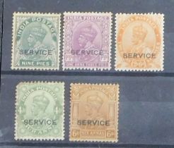 India 1932-1936 Official optd S.G. 0127-0128, 0131-0133 m/m. Cat value £41+