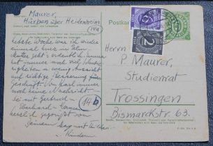 Germany 1946 Local State Issue Post War Pre-Paid Ebersbach/Fils type posted to Trossingen