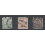 Japan 1874/5 Cherry Blossom issues, 5sen green, 6sen violet-brown, 6sen orange used (3)