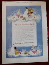Prints Guinness Country Life Dec 16th 1954, 'Alice in Snowmansland', excellent condition