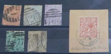 Great Britain Surface print range 1862-1880 some faults, used in Gibraltar (2.1/2). Cat £780+ (5)