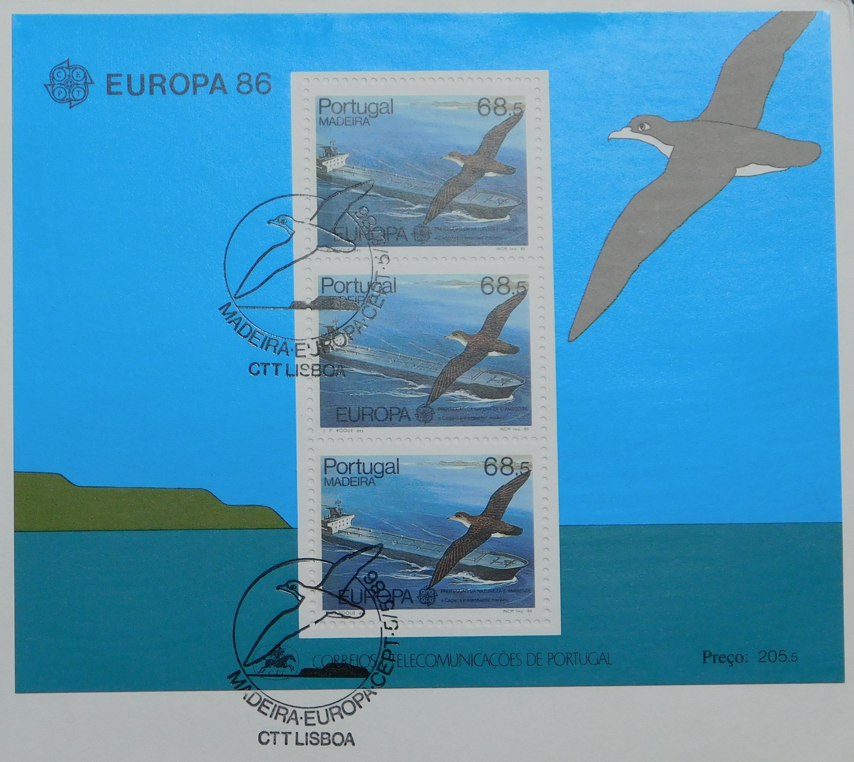 Madeira 1986 Europa SG MS225 miniature sheet cancelled on 1st day of issue 5.5.86 Lisboa, FDC - Image 3 of 3