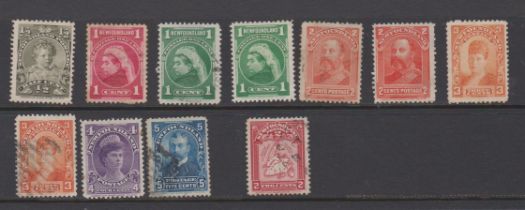 Newfoundland 1897-1918 SG 83-84 m/m, SG 85 used 1c blue green, SG 85a m/m 1c, SG 86 used 1c