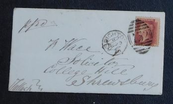 Great Britain 1875 envelope with contents poste to Shrewsbury cancelled 29.11.75 with a Brighton