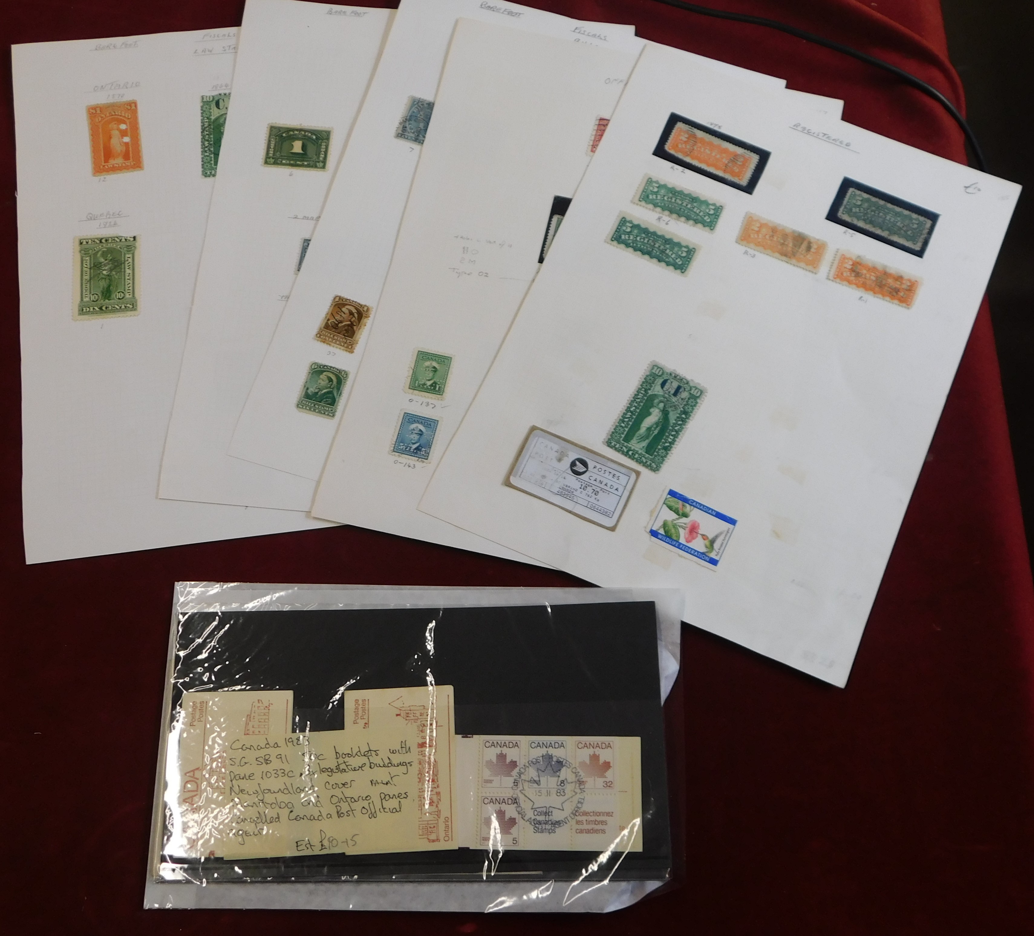 Canada British Commonwealth Canada small lot 19 cent fiscals, Law Stamps, Registration, Customs,