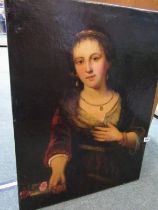 LATE GEORGIAN ENGLISH SCHOOL, oil on canvas Portrait of an Elegant Lady with pearl necklace and