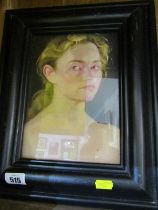 LISA STOKES, oil on board "Self Portrait", 22cm x 15cm