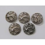 5 SILVER ART NOUVEAU BUTTONS