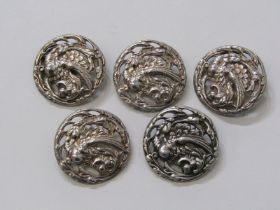 5 SILVER ART NOUVEAU BUTTONS