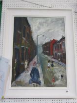 SIMEON STAFFORD, signed oil on canvas " Children playing in street" 60cm x 40cm