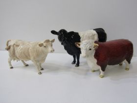 BESWICK CATTLE, group of 3 "Belted Galloway cow/Charolais cow/ and Hereford Bull