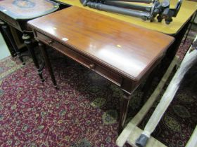 VICTORIAN MAHOGANY SINGLE DRAWER DESK, tapering fluted legs with original knop handles, 86cm width