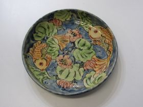 STUDIO POTTERY, PAUL JACKSON fish decorated bowl, 27cm diameter