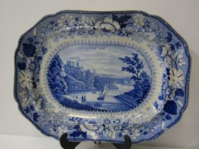 19th CENTURY BLUE TRANSFER, 38cm serving dish "Clifton"