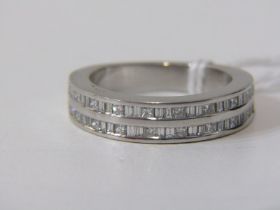 PLATINUM 2 ROW DIAMOND HALF ETERNITY STYLE RING, 2 mixed rows of princess and baguette cut