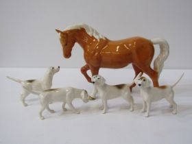 BESWICK HORSE "Stocky jogging mare - third version", palomino colourway, together with 4 Beswick