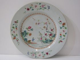 ORIENTAL CERAMICS, 18th century Chinese famille rose 33cm circular plate, decorated with boatmen