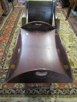 VICTORIAN MAHOGANY Butler's Tray on folding stand with drop edge handles, 75cm width
