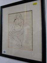 ROBERT LENKIEWICZ, ink drawing "Monca, pregnant with Ruben", signed on reverse, 25cm x 18cm