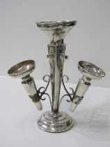 SILVER 4 BRANCH EPERGNE, circular base, assay mark rubbed, 23cm height