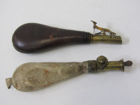 SPORTING, 2 x 19th century shot flasks with brass pourers