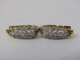 10ct YELLOW GOLD DIAMOND SET HINGED HALF HOOP EARRINGS, each set with 15 diamonds approx, 4.4 grams