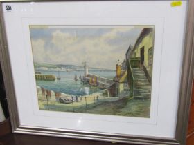 A.D. BELL, signed watercolour dated 1948 "Newlyn Harbour" 26cm x 24cm
