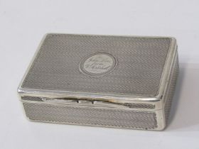 MID VICTORIAN SCOTTISH SILVER SNUFF BOX, engine turned decoration with gilded interior, Edinburgh,