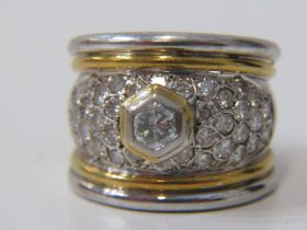 18ct GOLD DIAMOND SET DRESS RING, impressive heavy weight 18ct gold diamond set dress ring,