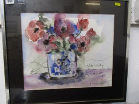 SYLVETT DAVID & LYDIA CORBETT, signed ink and watercolour dated 1987 "Still Life - Vase of Flowers",