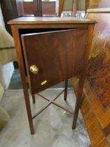 VICTORIAN MAHOGANY SINGLE DRAWER BEDSIDE CABINET on X stretcher