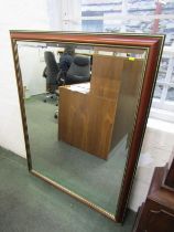 BEVEL EDGED MIRROR, modern mahogany effect rectangular form mirror, 130cm x 100cm