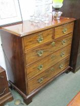 GEORGIAN MAHOGANY STRAIGHT FRONT CHEST, 2 short and 3 long graduated drawers with brass swan neck