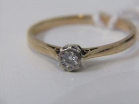 DIAMOND SOLITAIRE RING, 9ct yellow gold ring, set a single stone diamond, size P/Q