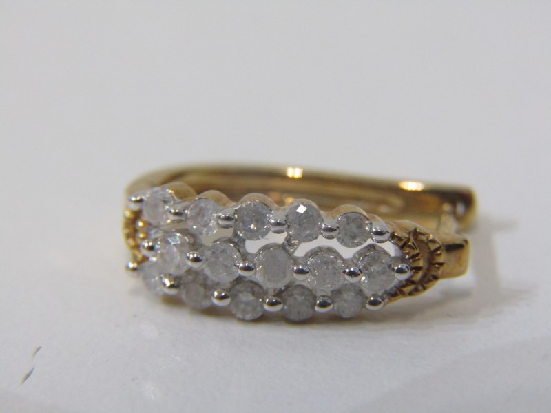 10ct YELLOW GOLD DIAMOND SET HINGED HALF HOOP EARRINGS, each set with 15 diamonds approx, 4.4 grams - Image 2 of 3