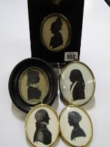 SILHOUETTE, 19th century silhouette profile of Grandma together with 4 others